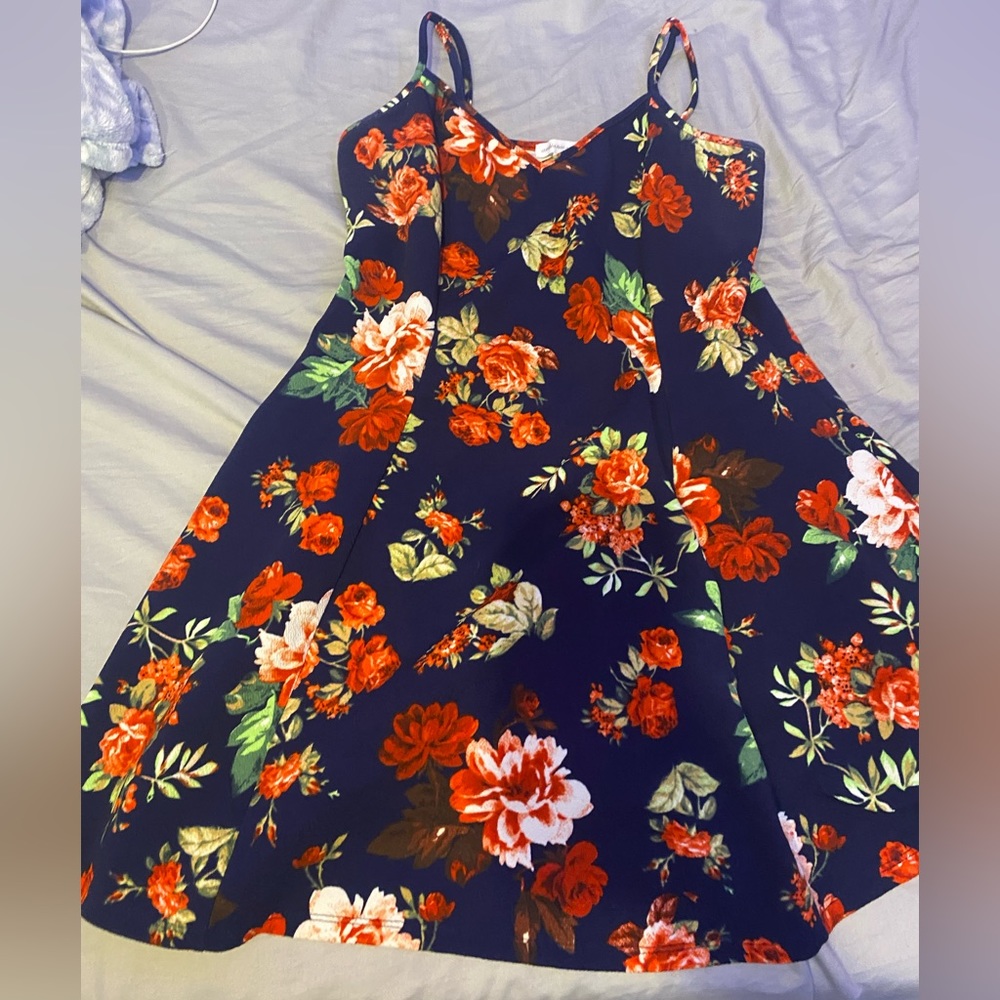 Ambiance Apparal Floral Navy Dress X-LARGE